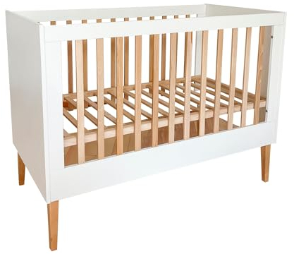 ATB Barreau Lit Bebe Evolutif 120x60 - Berceau Bébé Blanc 60x120 - Chambre Bebe Complete - Lit Cododo et Mobilier pour Enfants - Lits Évolutifs et Parapluies à Niveaux - Lits Bébé