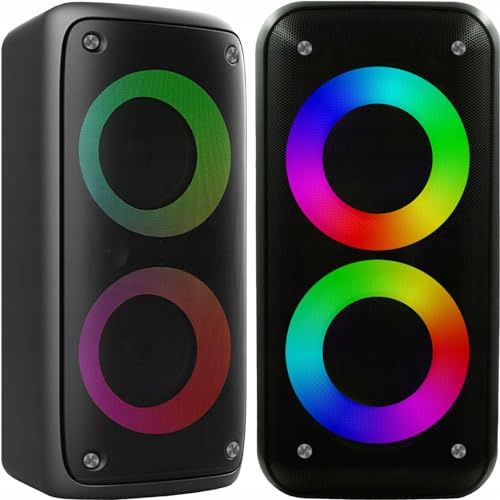 LTC - Bluetooth Lautsprecher mit USB, Akku und RGB Licht - Musikbox, Partybox - Bluetooth 5.0, Lautsprecher 2X3'' USB/SD/AUX 4000MAH