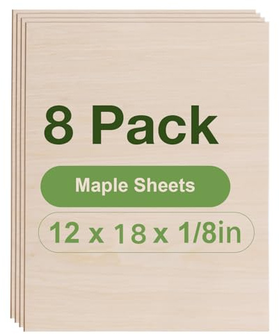 ROBOTIME 3 mm plywood ark lönnfaner skuren till storlek 30 × 45 cm 8-pack träeldningsmodelltillverkning laserskikts material, tunna träark för hantverksprojekt