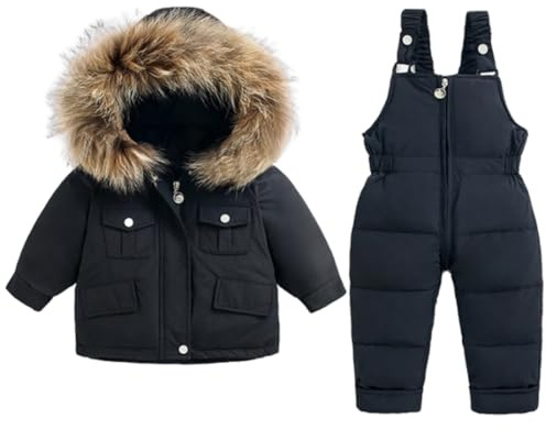 Barn, skiddräkt med dunjacka, skidbyxor och huvjacka för barn, 2 delar, baby, flicka, pojke, jacka, vinterskidset