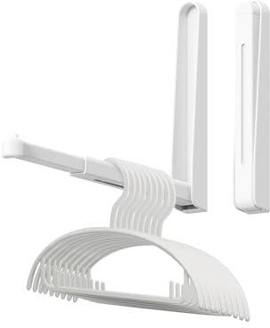 Sazfli Klappbarer Kleiderhaken Wandmontage – Bohrfrei mit 2.5kgTragkraft, Wasserfest für Bad, Küche, Balkon Wall Mount (Weiß)