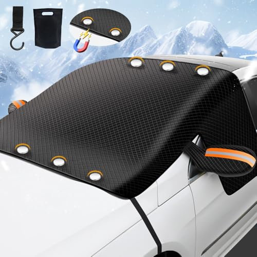 Frontscheibenabdeckung Winter,Scheibenabdeckung Auto,Autoscheibenabdeckung mit 6 Magnet,Schützt Gleichzeitig die Frontscheibe, den Rückspiegel und das Seitenfensterglas,für Gegen Schnee,Frost,Staub