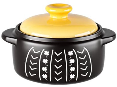VNNHGB Casserole Gas Burner Resistant Ceramic Clay Pot, Non-Crack Slow Cooker, Dry Burn Safe Casserole, Ideal for Soups and Stews,2.5L ()