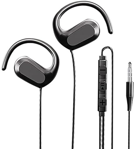 fesoklaf Auriculares con cable de oreja abierta con ganchos para las orejas, auriculares para correr con micrófono y control de volumen en línea de 3,5 mm/conector tipo C, auriculares estéreo con