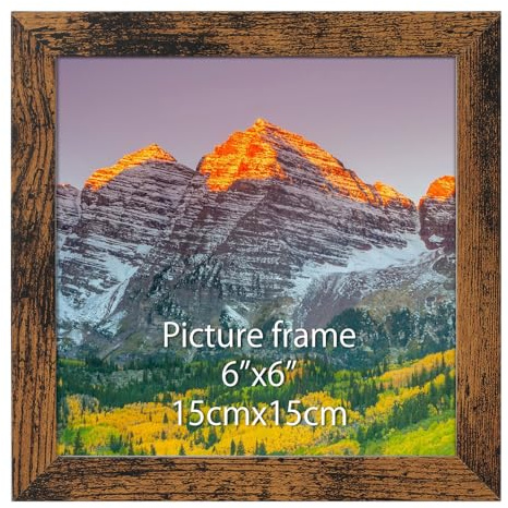Vasemouh Brown 6x6 Photo Frame, Vintage MDF Wooden Picture Frame for Living Room, Bedroom and Office, Wall or Tabletop Display, Vertical or Horizontal, Single