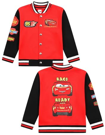 Disney Cars Varsity Bomber Jacket Lightning McQueen Baseball Style Coat for Kids (3-4 Years)