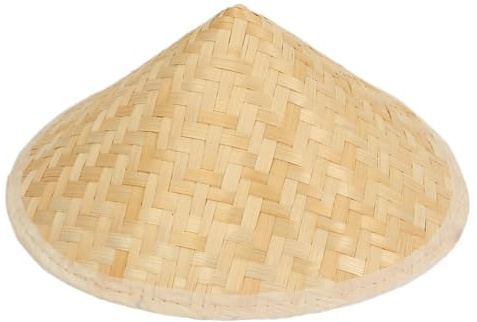 POPETPOP Traditional Chinese Bamboo Hat for Lightweight Comfortable Fit with Sun, Boy Girl Cap from Sun or Decorative Wall Hanging in Khaki