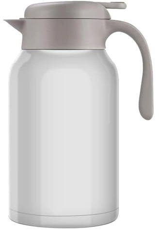 Luvan Thermoskanne 2,0 l, Thermokaraffe aus Edelstahl, Warmhaltefunktion, kalt, 24 Stunden (weiß)