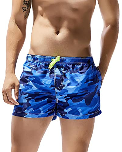 Pantaloncini Mare Uomo Corti Costume da Bagno Uomo Camouflage Short Mare Uomo Costume a Pantaloncino Uomo Pantaloncini Spiaggia Surf Piscina Uomo Beach Shorts Men Taglie Forti Asciugatura Rapida L
