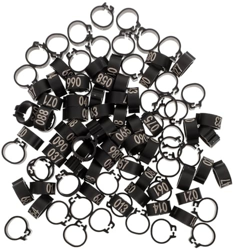 iplusmile Numbered Pigeon Foot Rings 10Mm 100Pcs Bird Leg Bands Plastic Identification Rings for Poultry and Small Birds