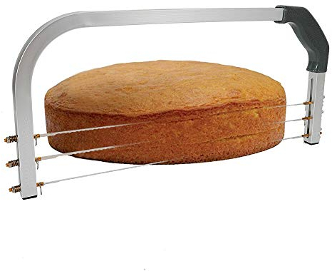 Ethedeal 3 Drähte Tortenschneider Tortenteiler Edelstahl & Alu Alloy, Verstellbar 3 Klingen Tortenbodenteiler Kuchenschneider Wird in Haushalten, Konditoreien und Dessertläden Verwendet