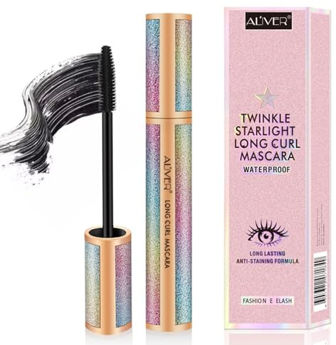 P-Beauty 4D Twinkle Starlight Mascara für lange Wimpern | Intensiv Schwarz | Wasserfeste Wimperntusche mit Curl-Effekt und Silikonbürste für Volumen | Wischfest | (10ml, Schwarz)