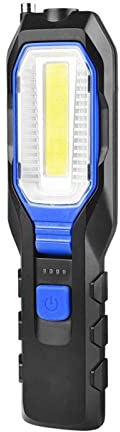 Lampada di ispezione a LED, ricaricabile tramite USB, luce da lavoro COB, torcia portatile portatile con batteria da 2800 mAh, rotazione di 90°, luce da campeggio con magnete e gancio, per meccanici,