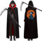 LGZIN Sensenmann Umhang, Halloween Umhang mit Kapuze, Schwarz Rot Doppelseitig Kostüm Umhang mit Sense, Halloween Mantel Erwachsene, Sensenmann Kapuzenumhang für Halloween Karneval Cosplay