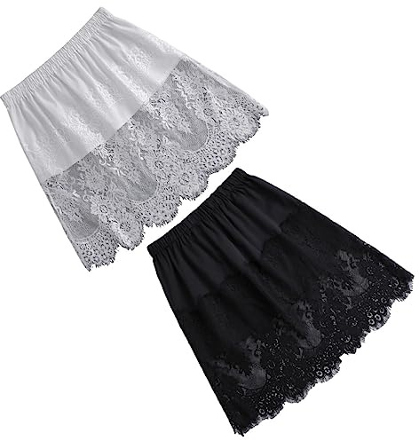 COLLBATH 2piezas Extensor De Camisa para Mujer Falso Falda Encaje Dobladillos Combinable