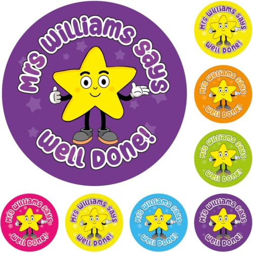 144 Personalised Well Done Superstar Reward Stickers For Children, School Teachers & Parents - Colourful, Easy Peel Stickers With Strong Adhesive Glue [144 30mm Stickers]