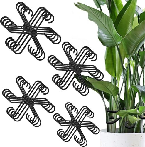 Lot de 12 supports de plantes réutilisables pour plantes grimpantes Monstera - Pour plantes, fleurs, hortensias, roses, tomates (noir)