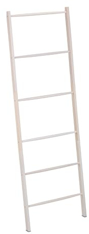 Relaxdays Toallero Escalera Madera, 6 Barras, Soporte para Colgar Ropa y Toallas, 170 x 55 cm, Cuarto de Baño, Blanco