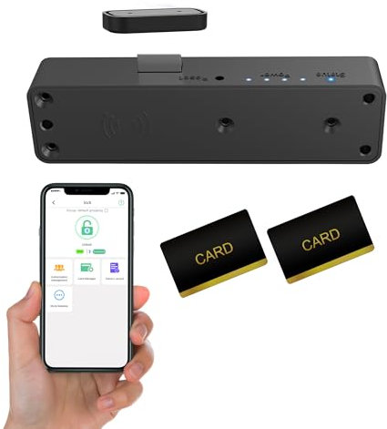 Cabinet Lock NFC RFID Slim Electronic Drawer Lock eLinkSmart No Keys Bluetooth App Hidden Child Lock Cabinet Lock for Camouflage Liquor Pantry