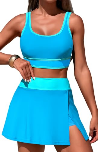 SEAUR Maillot de Bain Femme 2 Pièces Sport Ensemble Bikini Deux Pièces Sexy Push Up Été Plage Sportif S