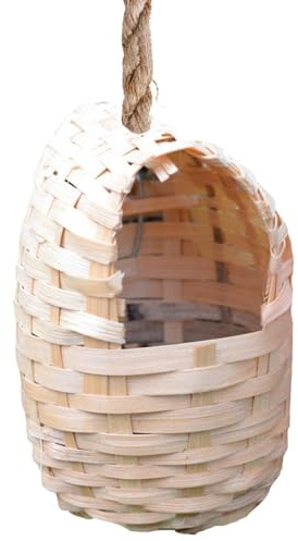 Casetta per intrecciata per esterni, per da appendere naturale, esterno ventilato, habitat di paglia artigianale, posizionamento flessibile della casetta per gli