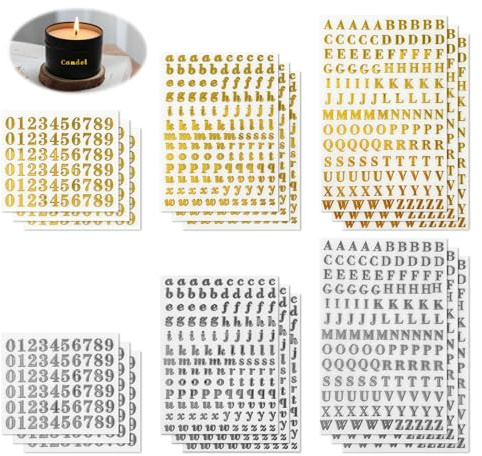 Funver Lote de 18 Letras Adhesivas, Pegatinas Con Letras Del Alfabeto, Pegatinas Con Letras Doradas Y Plateadas, para Nail Art, Scrapbooking, Fotos Y Manualidades.