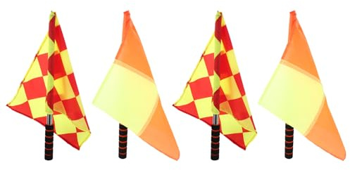 SUPVOX Lot de 4 drapeaux d'arbitre de football : signal à pour juge de ligne - drapeaux à main pour arbitre assistant - équipement sportif pour tournois et compétitions scolaires.