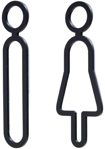 GORGECRAFT 2Pcs Toilet Door Sign Restroom Identification Signs for Ladies and Gentlemen Male and Female Washroom WC Sign No Drilling Self Adhesive Wall Stickers Symbol for Business Restaurant, Black