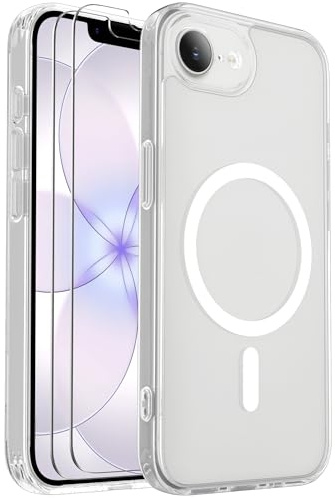 Ezanmull for iPhone 17e/16e Case, Fit for Magsafe, Clear | 18FT Mil-Grade Protection, Full Camera Protection, With Screen Protector X2, Translucent Matte, Rugged Shockproof Protective