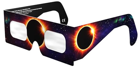 Gafas Eclipse Solar Homologadas ISO 12312-2 CE EPI | Lentes para Eclipse Solar | Fabricante Europeo Reconocido AAS | Eclipse Total España 2026 | Aurora | Pack de 6