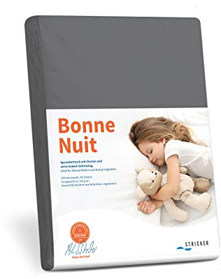 Savorana Bonne Nuit Elastan Spannbetttuch Baumwolle Stretch 220 g/m²- Steghöhe bis 30 cm Bettlaken für Boxspringbetten Wasserbetten - Größe 180x200-200x220 cm Schiefer