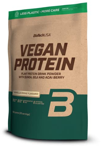 BioTechUSA Vegan Protein | Shake à base de riz et de pois avec super-aliments et acides aminés | Sans sucre, sans lactose et sans gluten, 500 g, Gâteau à la vanille