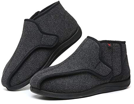 Gonflés Arthrite Oedème Swollen Pantoufle,Chaussons diabétiques aux pieds gonflés, chaussures ajustables pour l'œdème pour les personnes âgées-43_black,Chaussures pour œdèmes diabétiques larges