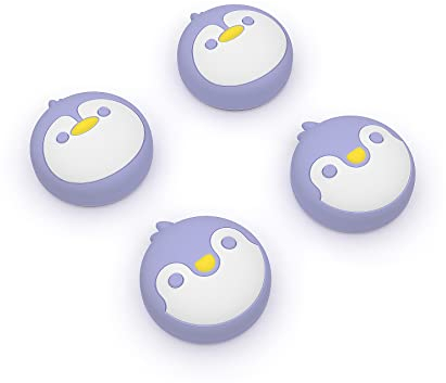 PlayVital Joystick Caps Kappen für Nintendo Switch/OLED/Lite,Stick Caps Kappen Aufsätze Silikon Analog Controller Joy Con Stick Kappen für Switch & Switch Lite & Switch OLED(Pinguin-Hellviolett)