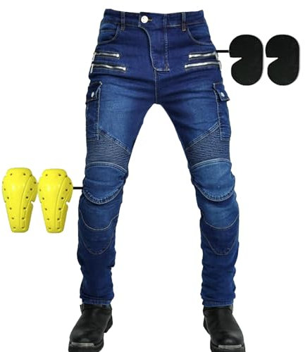 SHUOJIA Pantaloni Da Uomo E Da Donna Per Motociclismo, Moto Biker Jeans Rinforzato Protezione Pantaloni Moto Pantaloni In Denim Pantaloni Da Corsa (A12,XXL)
