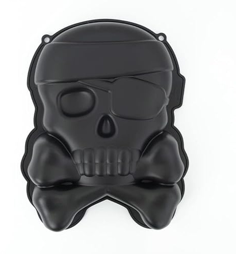 CÉCOA • Moule à gâteau • Tête de Mort Pirate • Silicone 100% Platinium • Moule en Silicone Thématique Anniversaire • Moule en Silicone 100% Alimentaire • Sans BPA