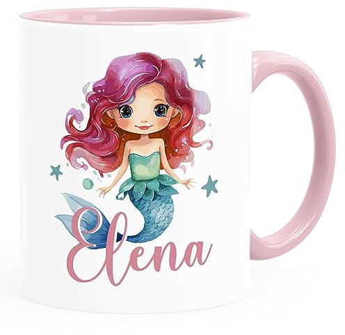 SpecialMe® Kinder-Tasse personalisierte Namenstasse für Kinder Jungen Mädchen weiss-innen-rosa standard