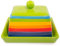 Hand Painted Rainbow Stripe Green Ceramic Butter Dish with Lid