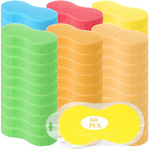 Vesici 60 Pcs Large Wash Sponge for Field Day Car Wash Water Games Large Car Sponge for Household Cleaning and Water Games