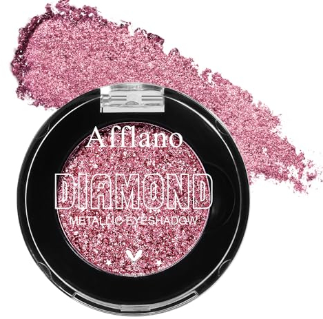 Afflano Palette d'ombres à paupières à paillettes roses, look paillettes rose champagne, très pigmentée, longue durée, pour les filles et les femmes, look neutre, 21H