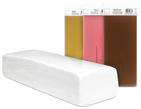 Kit de Depilación 100 Bandas Depilatorias + 3 Cartuchos de Cera Roll On (Miel, Rosa y Chocolate)