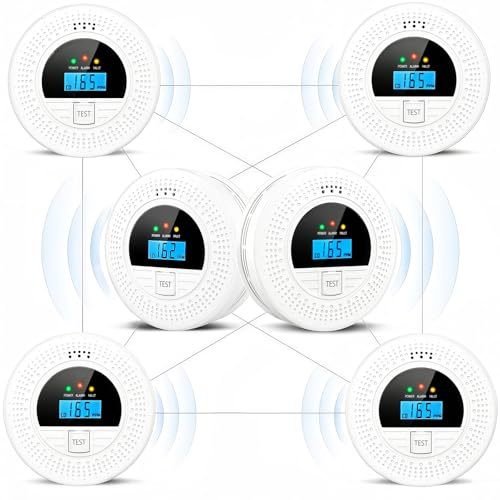 6-Pack Interconnected Smoke and Carbon Monoxide Detector, Battery Operated, Silence/Test Button, Smoke & CO Alarm for Any Room