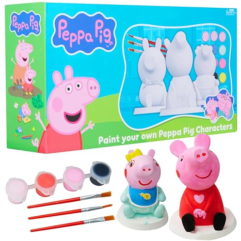 Get Trend Peppa Pig Paint Your Own Figurines Kit, Plaster Painting Set for Kids, Arts and Crafts for Girls, DIY Craft Kit, Gifts for Girls (Multi Peppa Pig)