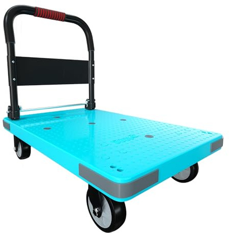 Transportvagn vikbar, extrem lätt Bai You Mei plattformsvagn 150 kg, 70 x 50 cm stort område transportvagn förvaringsvagn transporthjälp flytthjälpare halkfri vikbar (blå