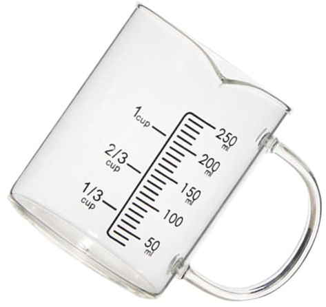 STOBAZA Taza Medidora de Vidrio con Vertedor Base Estable para Medir Líquidos y Leche para Café y Cocina Diaria