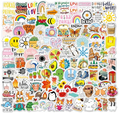 Cute Pegatinas 200pcs, Aesthetic Kawaii Stickers Vinilo Impermeables para Scrapbooking, Bullet Journal, Diario, Álbum de Fotos, Bcicleta (Aesthetic)