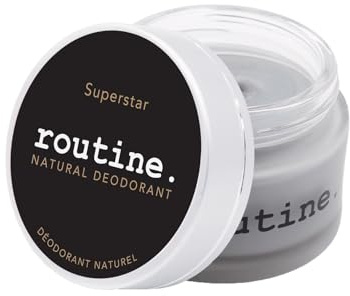 Routine. Natural Deodorant (2 Fluid Oz.) SuperStar, for Extra Sensitive Skin Activated Charcoal Fomula for Women and Men |Tonka, Sage, Cardamom & Rosalina (Cream Jar Formula)