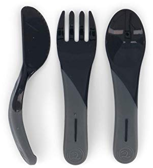 Twistshake Babybesteckset | Babylöffel + Babygabel + Babymesser | BPA-freies Besteckset zum Entwöhnen von Babys | Lernbesteckset für Kinder | Kinderbesteck ab 6 Monaten | Schwarz