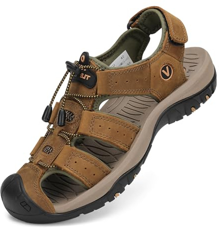 FLARUT Sandalen Herren Outdoorsandalen Trekkingsandalen Wander(Braun,45)