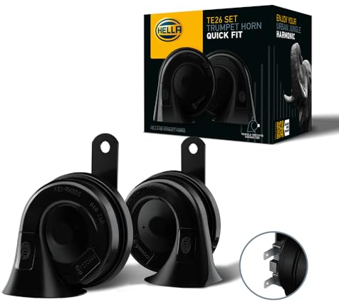 HELLA Fanfare - OE-CONNECT HORN TE26 SET - 12V - 110dB(A) - Frequenzbereich von: 400Hz - Frequenzbereich bis: 500Hz - Hochton/Tiefton - elektrisch - Gehäusefarbe: schwarz - Menge: 2 - 3FH 012 010-061